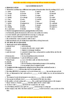 Bài tập Unit 6: Gender equality Tiếng Anh 10 cơ bản - nâng cao