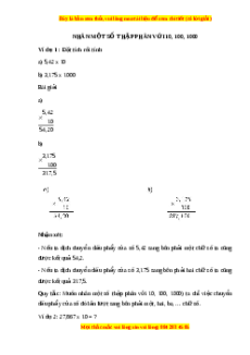 Lý thuyết Nhân một số thập phân với 10, 100, 1000, ... Toán 5