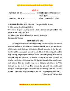 Đề thi cuối kì 2 Tiếng Việt lớp 3 Kết nối tri thức (Đề 10)