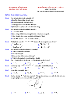 Đề thi giữa kì 1 Toán 10 trường THPT Hồ Thị Bi - TP Hồ Chí Minh năm 2023-2024