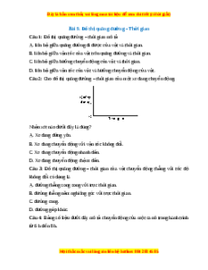 Trắc nghiệm Đồ thị quãng đường - thời gian KHTN 7 Chân trời sáng tạo