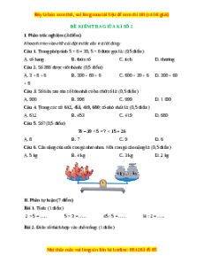 Đề thi giữa kì 2 Toán lớp 2 Cánh diều - Đề 2