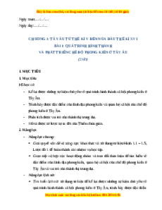 Giáo án Bài 1 Lịch sử 7 Cánh diều (Phiên bản 2): Quá trình hình thành và phát triển chế độ phong kiến ở Tây Âu