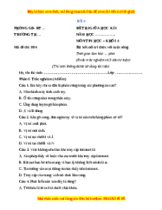 Đề thi giữa kì 1 Tin học lớp 4 Kết nối tri thức - Đề 4