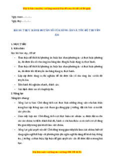 Giáo án Thực hành đo tần số của sóng âm và tốc độ truyền âm Vật lí 11 Chân trời sáng tạo