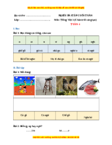 Bài tập cuối tuần Tiếng việt lớp 1 Tuần 4 Chân trời sáng tạo (có lời giải)