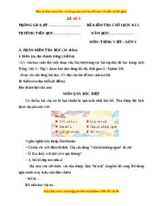 Đề thi cuối kì 1 Tiếng Việt lớp 3 Kết nối tri thức - Đề 5