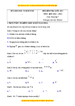 Đề thi giữa kì 1 Toán 7 Kết nối tri thức Sở GD&ĐT