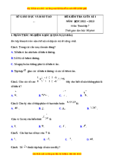 Đề thi giữa kì 1 Toán 7 Kết nối tri thức Sở GD&ĐT