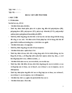 Giáo án Bài 13 Hóa học 12 Kết nối tri thức: Vật liệu polymer