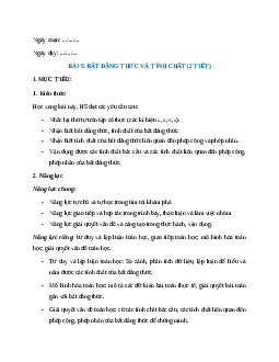 Giáo án Bất đẳng thức và tính chất Toán 9 Kết nối tri thức