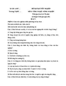 Đề ôn thi Tốt nghiệp Công nghệ (Định hướng Nông nghiệp) - Đề 5