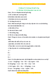 Trắc nghiệm Hệ thống phân loại sinh vật KHTN 6 Kết nối tri thức