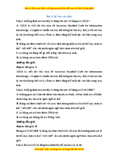 Trắc nghiệm Tin học 10 Chủ đề A(CS) Bài 3: Số hóa văn bản Tin học 10 Cánh diều
