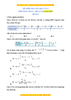Đề thi giữa kì 2 Toán 11 Cánh diều (Đề 8)