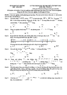 Đề thi HSG Toán 12 Sở Hải Phòng 2024 - 2025