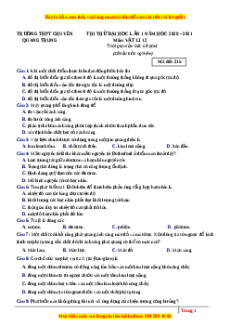 Đề thi thử Vật Lí trường Chuyên Quang Trung năm 2021