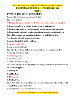 Đề thi cuối kì 1 Lịch sử 10 Cánh diều - Đề 2