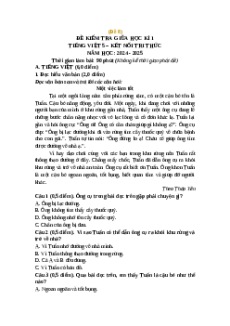 Đề thi giữa kì 1 Tiếng Việt lớp 5 Kết nối tri thức (Đề 8)