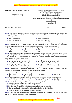 Đề thi thử Vật Lí trường Chuyên Long An năm 2021