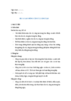 Giáo án Bài 3: Lao động cần cù, sáng tạo GDCD 8 Kết nối tri thức