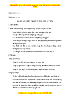 Giáo án Hai mặt phẳng vuông góc Toán 11 Kết nối tri thức