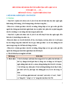 Đề cương ôn tập Giữa kì 2 Ngữ văn 12 Chân trời sáng tạo