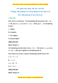 Trắc nghiệm Bất phương trình bậc nhất hai ẩn Toán 10 Cánh diều