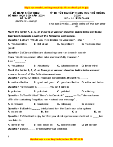 Đề Tốt nghiệp Tiếng Anh 2024 theo đề tham khảo (Đề 3)