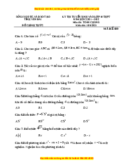 Đề thi vào 10 môn Toán tỉnh Yên Bái năm 2022