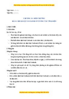 Giáo án Định luật Coulomb về tương tác tĩnh điện Vật lí 11 Chân trời sáng tạo