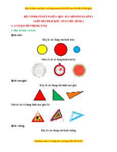 Đề cương ôn tập Giữa kì 1 Toán lớp 1 Kết nối tri thức