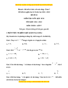 Đề thi giữa học kì 2 Toán 7 Kết nối tri thức có đáp án (Đề 3)