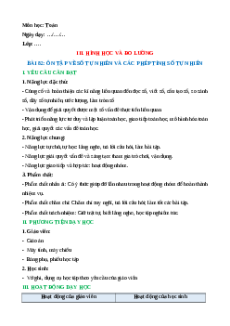 Giáo án Ôn tập về số tự nhiên và các phép tính với số tự nhiên Toán lớp 5 Cánh diều