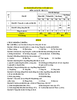 Đề thi cuối kì 1 Lịch sử & Địa lí 4 Cánh Diều (Đề 3)