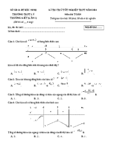 Đề thi thử tốt nghiệp Toán trường THPT Lý Thường Kiệt lần 1 năm 2024
