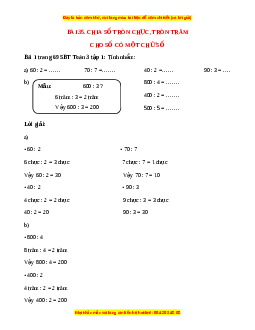 VBT Toán lớp 3 Bài 35 (Cánh diều): Chia số tròn chục, tròn trăm cho số có một chữ số