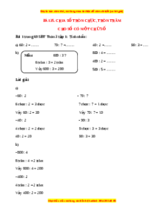 VBT Toán lớp 3 Bài 35 (Cánh diều): Chia số tròn chục, tròn trăm cho số có một chữ số