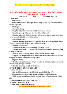 Giáo án Bài 17 Địa lí 7 Chân trời sáng tạo: Đặc điểm dân cư Trung và Nam Mỹ, văn đề đô thị hoá, văn hoá Mỹ Latinh