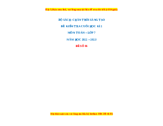 Đề thi cuối học kì 2 Toán 7 Chân trời sáng tạo có đáp án (Đề 6)
