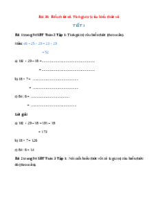VBT Toán lớp 3 Bài 38 (Kết nối tri thức): Biểu thức số. Tính giá trị của biểu thức số