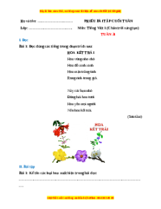 Bài tập cuối tuần Tiếng việt lớp 1 Tuần 31 Chân trời sáng tạo(có lời giải)