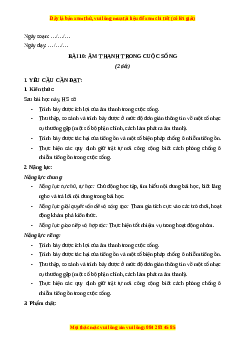 Giáo án Bài 10 Khoa học lớp 4 (Cánh diều): Âm thanh trong cuộc sống