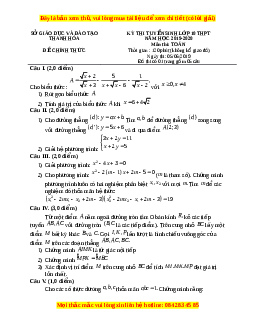 Đề thi vào 10 môn Toán tỉnh Thanh Hóa năm 2020