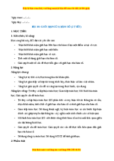 Giáo án Giới hạn của hàm số Toán 11 Kết nối tri thức