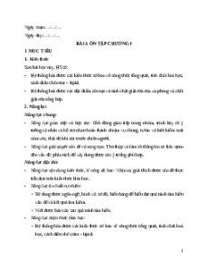 Giáo án Ôn tập chương 1 Hóa học 12 Kết nối tri thức