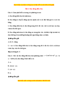 Trắc nghiệm Dao động điều hoà Vật lí 11 Kết nối tri thức