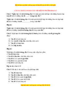 Bộ Trắc nghiệm Ngữ văn 12 (cả năm) có đáp án