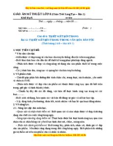 Giáo án Bài 12 Mĩ thuật 8 Chân trời sáng tạo (Phiên bản 2): Thiết kế thời trang trong hoa văn dân tộc