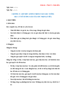 Giáo án Tỉ số lượng giác của góc nhọn Toán 9 Cánh diều